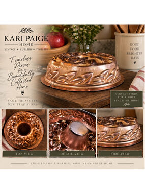 Vintage Copper Rose Bundt Cake Mold Floral Embossed Kitchen Wall Decor